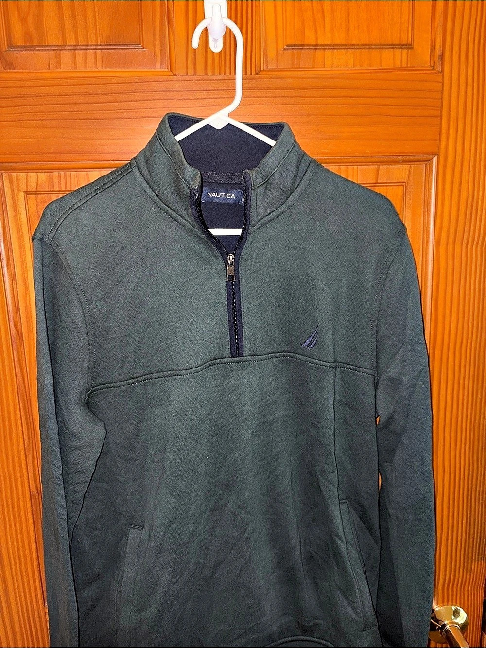 Nautica 1/4 Zip Mock Neck Sweatshirt Men's Green Medium